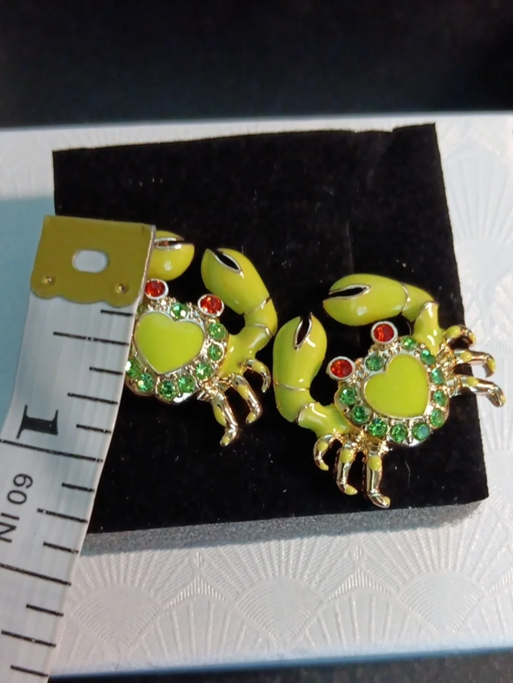 Crab Heart Stud Earrings (New) - Picture 3 of 4
